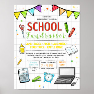 Editable school open day Fundraiser Flyer Poster