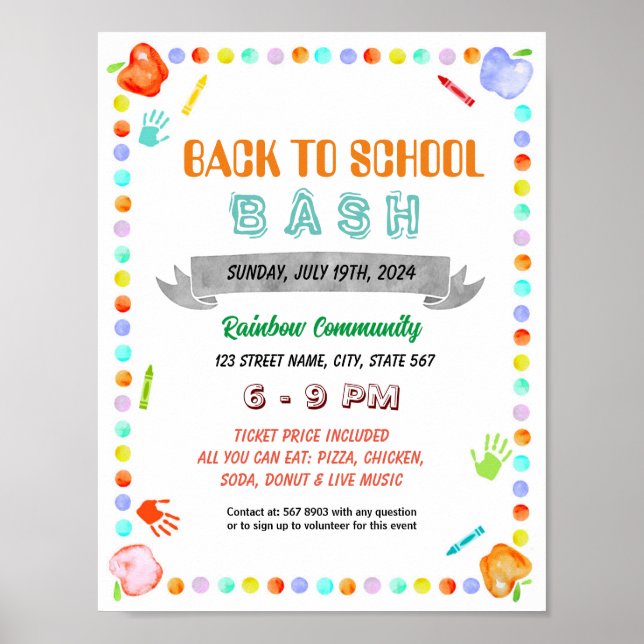 Editable School Supply Drive Flyer template Poster (Front)