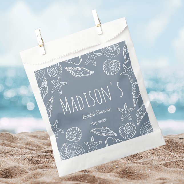 Editable Seashells & Star Fish Coastal Bridesmaid Favour Bag (Creator Uploaded)