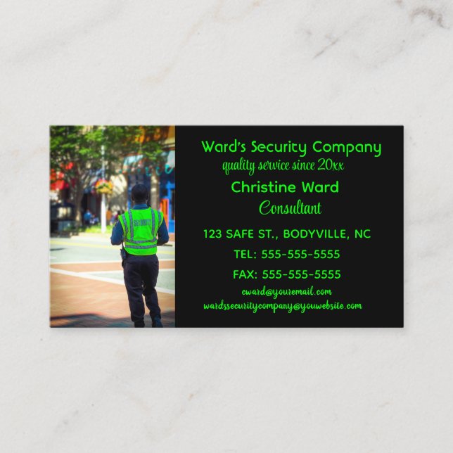 Editable Security  Business Card (Front)