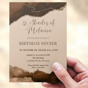 Editable Shades of Melanin Birthday Dinner Invitat Invitation