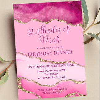 Editable Shades of Pink Invitation, Agate Birthday Invitation