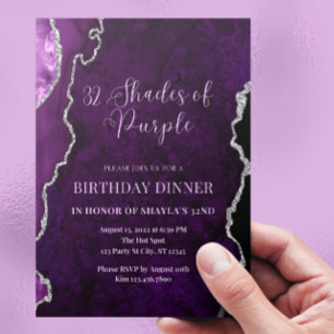 Editable Shades of Purple Invitation Purple Silver
