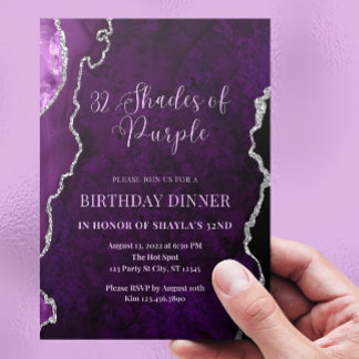 Editable Shades of Purple Invitation Purple Silver