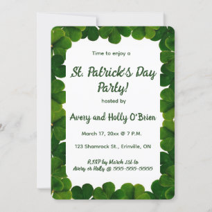 Editable Shamrock St Patricks Day Party Invitation