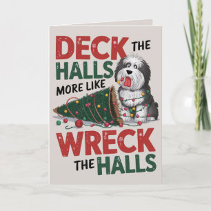 EDITABLE Sheepdog Funny Dog Christmas Card