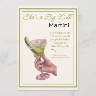 Editable She's a Big Dill Martini Recipe Card