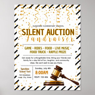 Editable silent auction fundraiser flyer poster