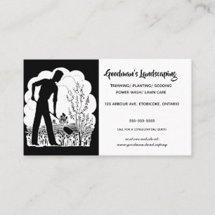 Editable Silhouette of a Gardener Landscaping Business Card