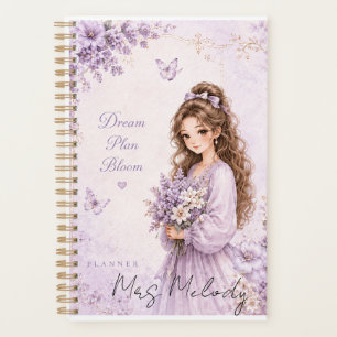 Editable Silk Garden Purple Floral Planne Planner