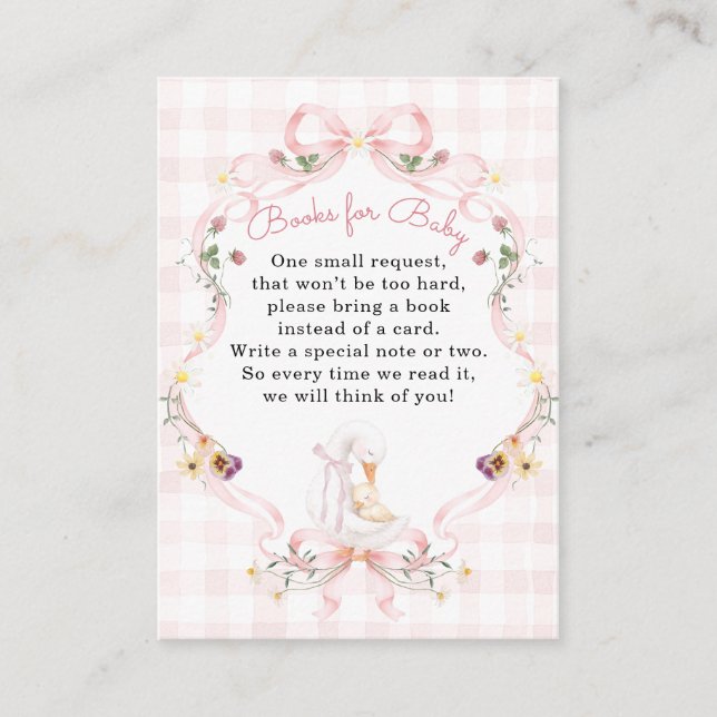 Editable Silly Goose Baby Shower Pink Bow Enclosure Card (Front)