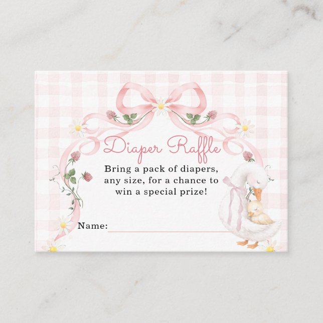 Editable Silly Goose Baby Shower Pink Bow Enclosure Card (Front)