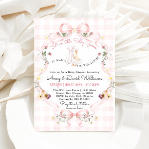 Editable Silly Goose Baby Shower Pink Bow Invitation