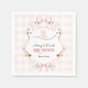 Editable Silly Goose Baby Shower Pink Bow Napkin