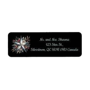 Editable Silver Christmas Star Return Address Return Address Label