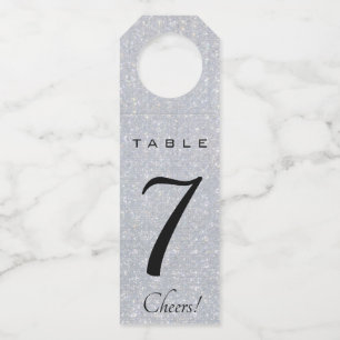 Editable Silver Crystal Table Number Bottle Tag
