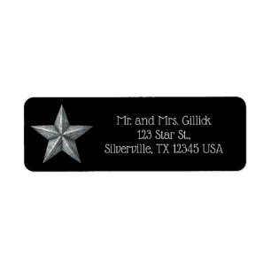 Editable Silver Star Return Address Label