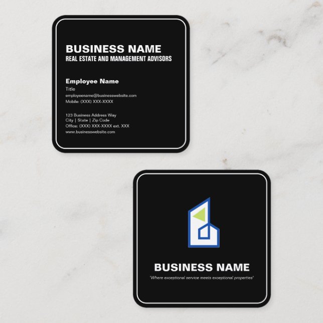 Editable Simple Modern Professional Square Business Card (Front/Back)