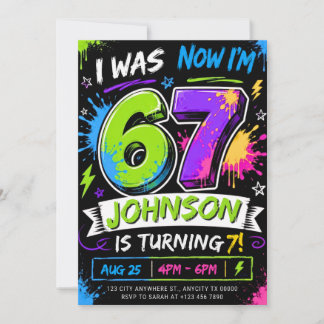 Editable Six Seven Birthday Invitation