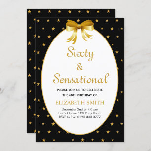 Editable Sixty and Sensational with golden stars Invitation
