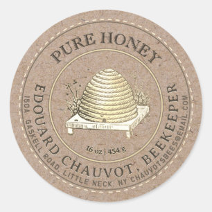 Editable Skep Honey Kraft Honey Jar Label