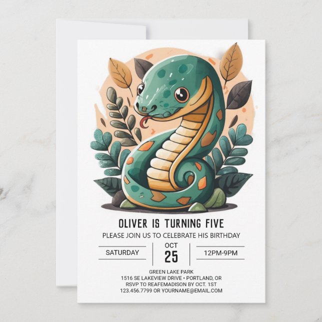 Editable Snake Birthday Invitation (Front)