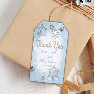 Editable Snowflake Thank You Tags for Baby Boy