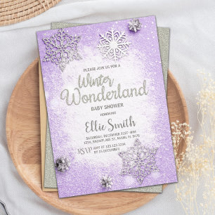 Editable Snowflake Theme Card for Girl Baby Shower