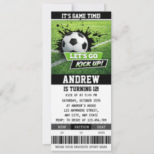 Editable Soccer Birthday Party Ticket for boy Invitation