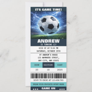 Editable Soccer Supplies for Kids Ticket Birthday Invitation