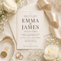 Editable Soft Ivory Elegance Save The Date Card