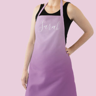 Editable Soft Mauve Ombre & White Text Script  Apron