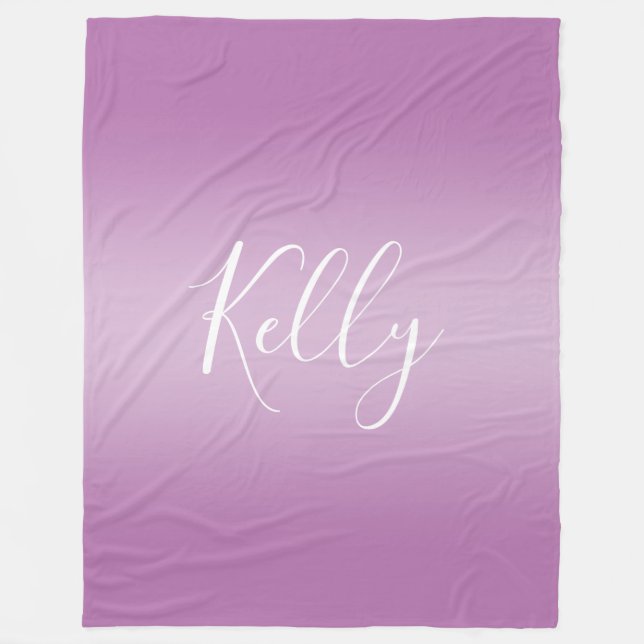 Editable Soft Mauve Ombre & White Text Script  Fleece Blanket (Front)