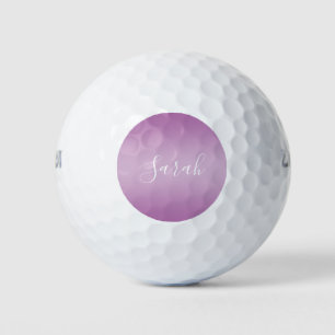 Editable Soft Mauve Ombre & White Text Script Golf Balls