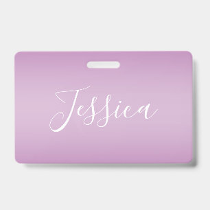 Editable Soft Mauve Ombre & White Text Script ID Badge