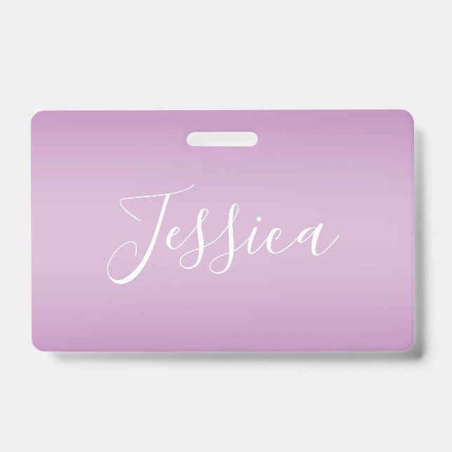 Editable Soft Mauve Ombre & White Text Script  ID Badge (Front)