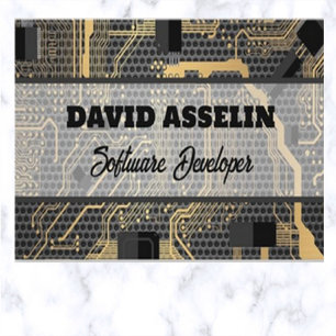 Editable Software Developer Circuit Board Business Card