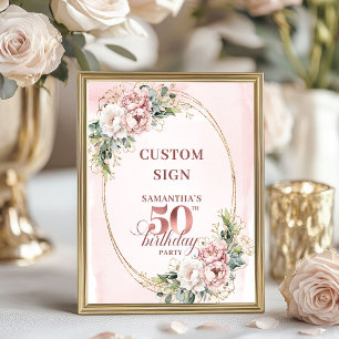 Editable Sophisticated Rose Gold 50th Birthday  Poster