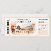 Editable South Korea Plane Boarding Pass Ticket
