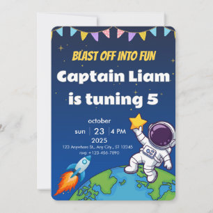 Editable Space Explorer Birthday Invite