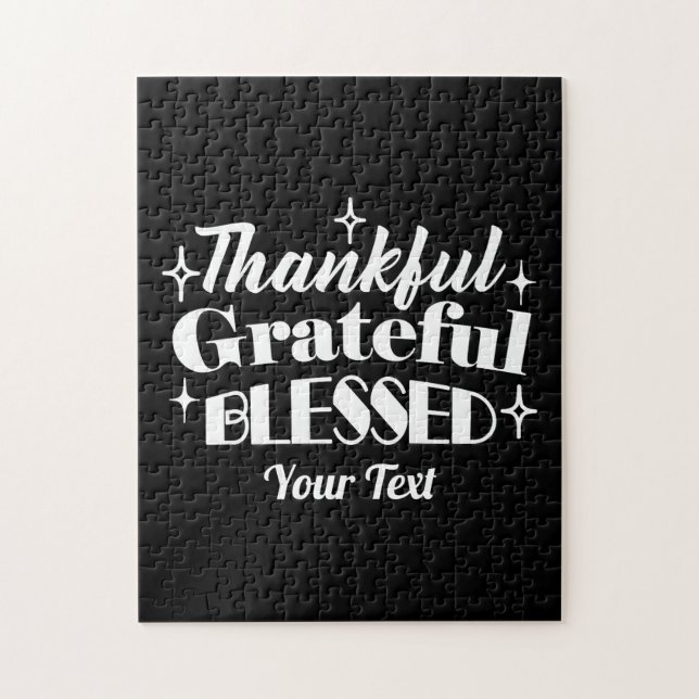 Editable Sparkling Thanksgiving Quote Design Jigsaw Puzzle (Vertical)
