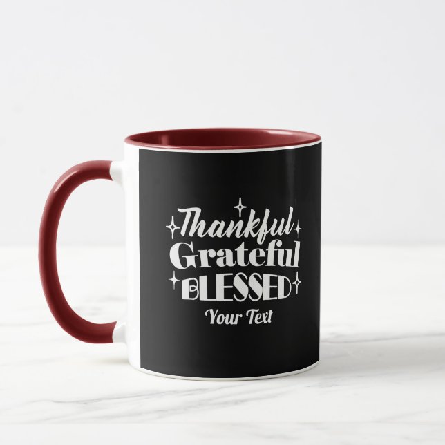 Editable Sparkling Thanksgiving Quote Design Mug (Left)