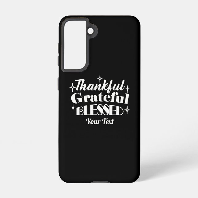 Editable Sparkling Thanksgiving Quote Design Samsung Galaxy S21 Case (Back)