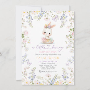 Editable Spring Bunny Baby Shower Girl  Invitation