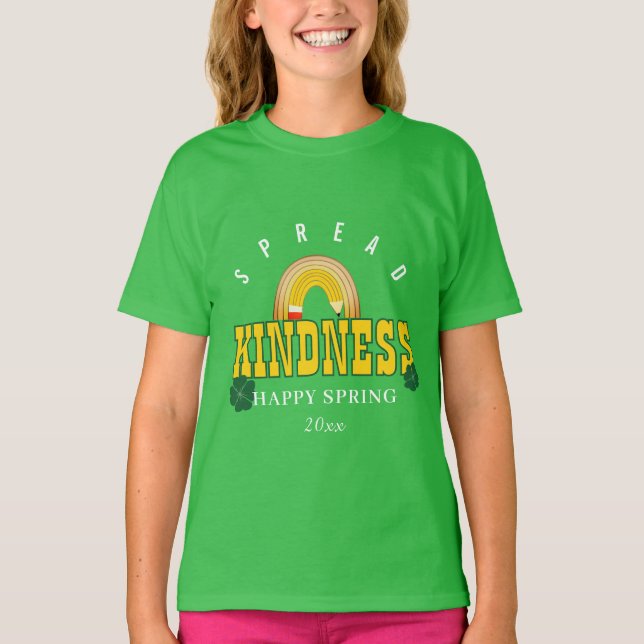 Editable Spring St. Patrick's Day Spread Kindness T-Shirt (Front)