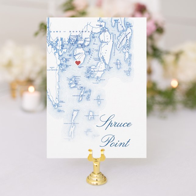 Editable Spruce Point Maine Wedding Table Cards (Spruce Point Inn Wedding Table Number Editable Town Name Cards from Coastal Map Designs)