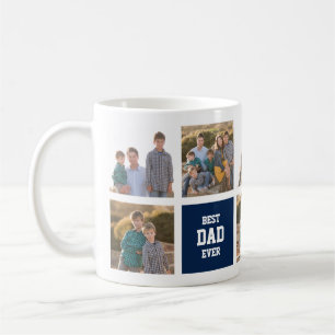 Editable Square Colour Varsity Best Dad Ever Photo Coffee Mug