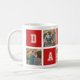Editable Square Colour Varsity Daddy Photo Collage Coffee Mug