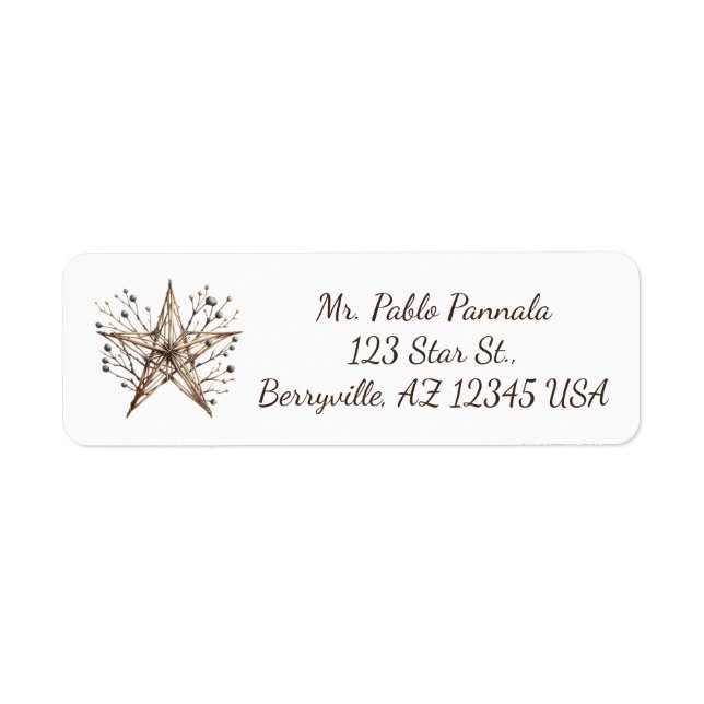 Editable Star and Berries Return Address Label (Front)
