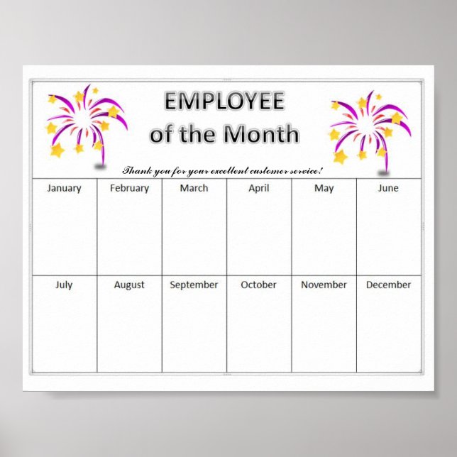 Editable Starburst Employee of the Month  Poster (Front)